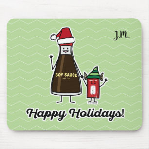 Soja Sauce Flasche Kind Weihnachten Weihnachten Mousepad