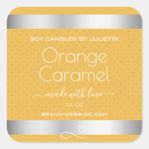 Sojakorbons Verpackungen Etiketten Silver Orange C Quadratischer Aufkleber