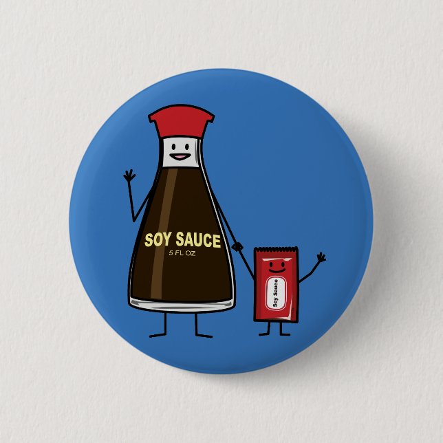 Sojasoßen-Flaschen-Paketkinderkinderwürze- Asiat Button (Vorderseite)