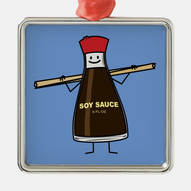 Sojasoßen-Flaschenwürze- Asiatsessstäbchen Silbernes Ornament (Vorne)