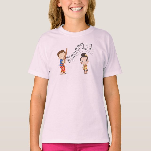 Sok Dee Pi Mai (Happy Lao New Year) Girls' T-Shirt (Vorderseite)
