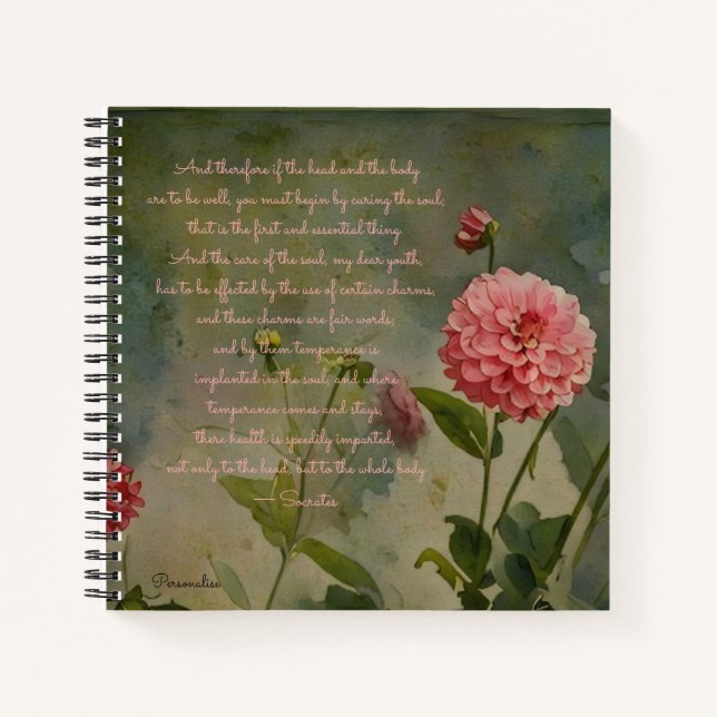 Sokrates Health Quote Niedlich Pink Blume Journal Notizbuch (Vorderseite)