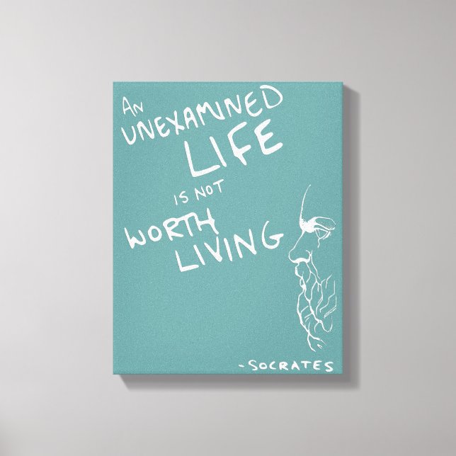 Sokrates' Zitat-Leinwand "Unexamined Life" (Blau) Leinwanddruck (Vorderseite)