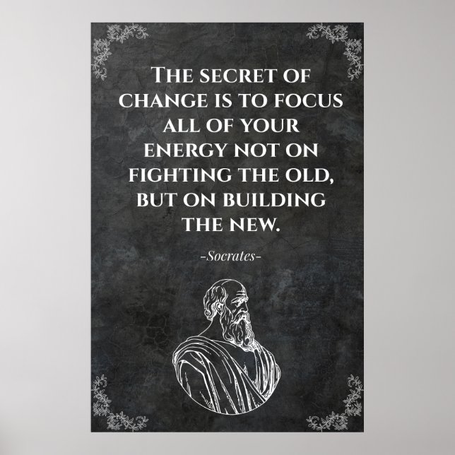 Sokrates-Zitat Motivation Poster (Vorne)