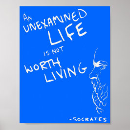 Sokrates' Zitat-Poster "Unexamined Life" (Blau) Poster