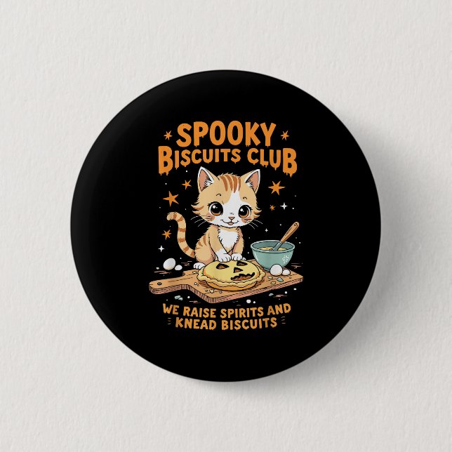 Soky Biscuits Club Cat Funny Halloween Backen Button (Vorderseite)