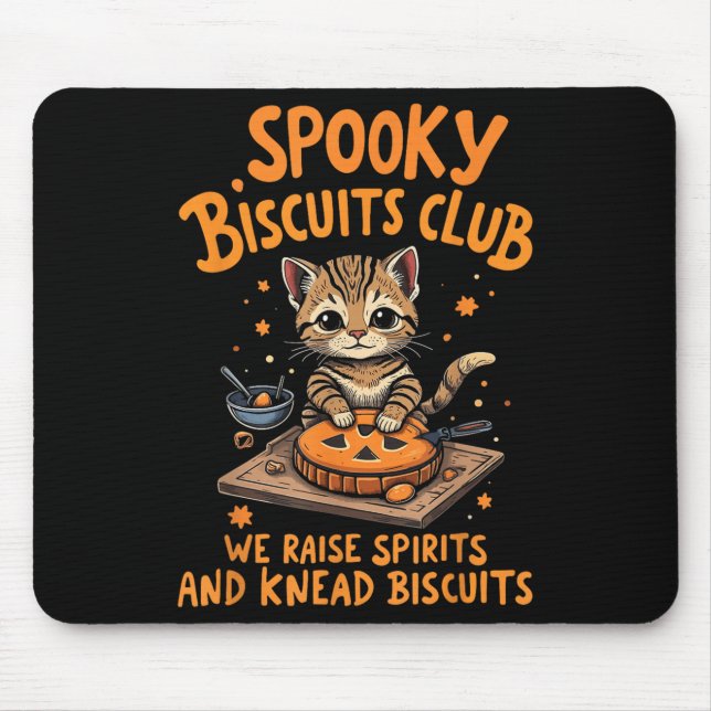 Soky Biscuits Club Cat Funny Halloween Backen Mousepad (Vorne)