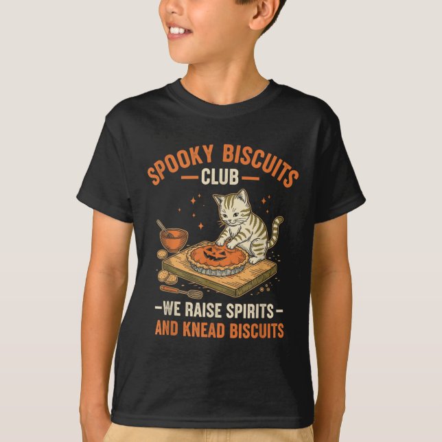 Soky Biscuits Club Funny Halloween Cat Baking T-Shirt (Vorderseite)