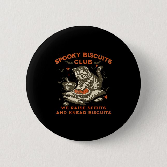 Soky Biscuits Club Katze, Lustiges Halloween-Backe Button (Vorderseite)