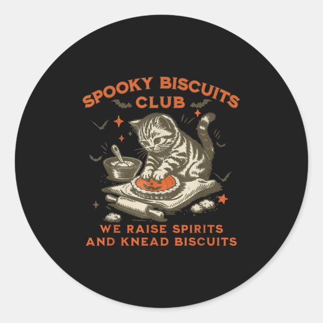 Soky Biscuits Club Katze, Lustiges Halloween-Backe Runder Aufkleber (Vorderseite)