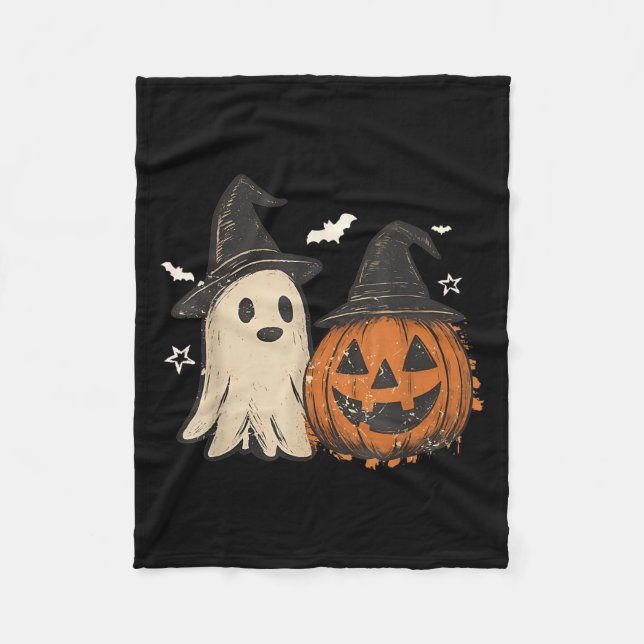 Soky Ghost Halloween Preppy Floral Pumpkin Soky Se Fleecedecke (Vorderseite)