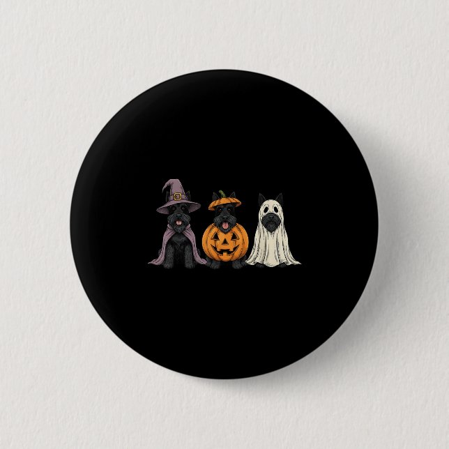 Soky Ghost Scottierrier Pumpkin Halloween Dog Love Button (Vorderseite)