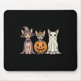 Soky Ghost Sphynx Cat Lover Pumpkin Halloween Long Mousepad