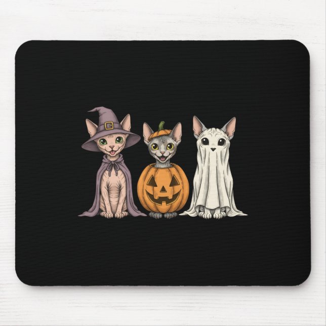 Soky Ghost Sphynx Cat Lover Pumpkin Halloween Long Mousepad (Vorne)