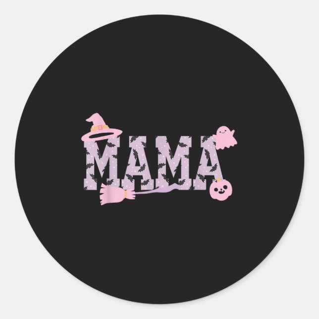 Soky Halloween Mama Varsity Mama Pastel Nk Pumpkin Runder Aufkleber (Vorderseite)