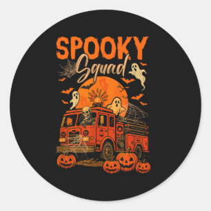 Soky Halloween Squad Skeleton Driving Firetruck Ho Runder Aufkleber