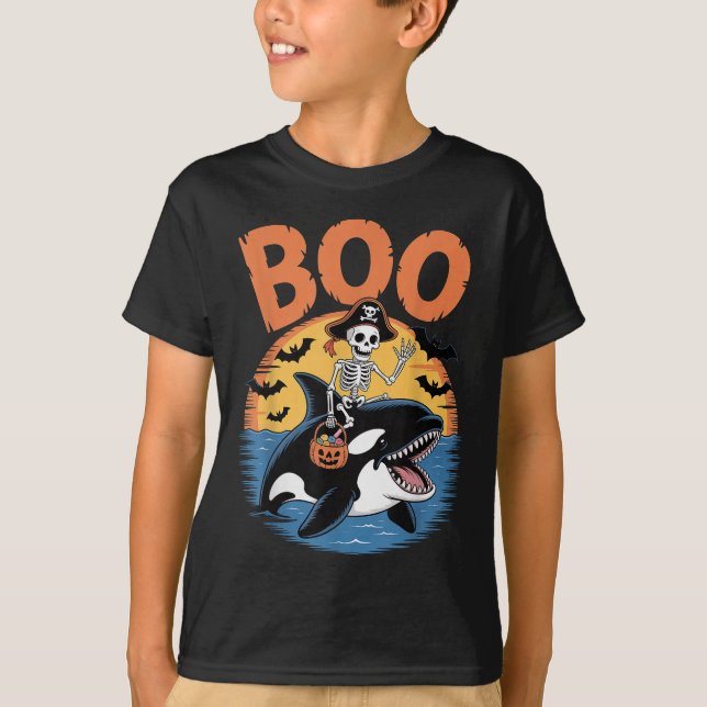 Soky-Orca-Kostüm auf Boo-Orca Halloween T-Shirt (Vorderseite)