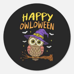 Soky Owl Happy Owloween Witz Halloween Bird Runder Aufkleber