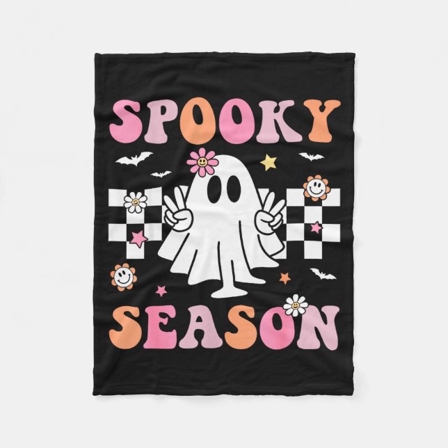 Soky Season Happy Halloween Retro Ghost Soky Women Fleecedecke (Vorderseite)