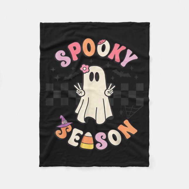 Soky Season Retro Frohe Halloween-Geister-Frauen-T Fleecedecke (Vorderseite)