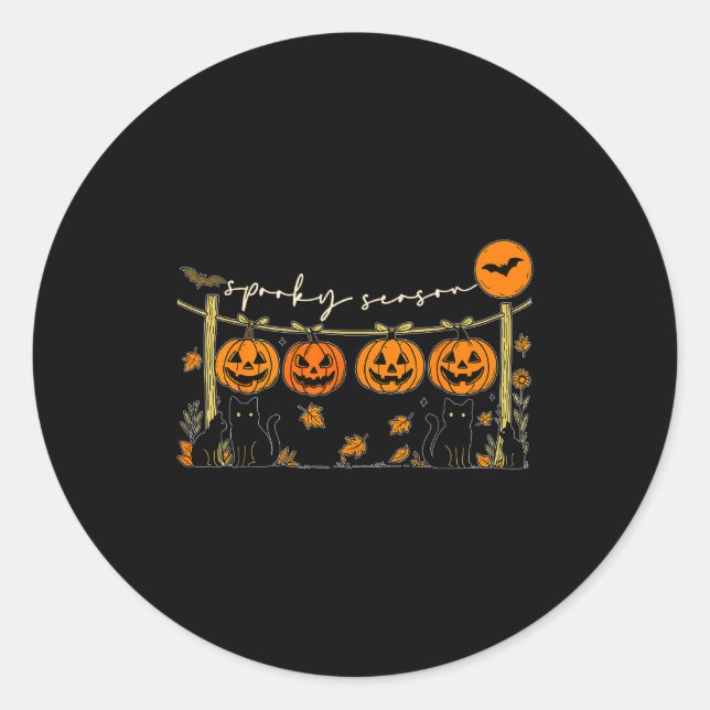 Soky Season Retro Halloween Black Cat Pumpkin Fall Runder Aufkleber (Vorderseite)