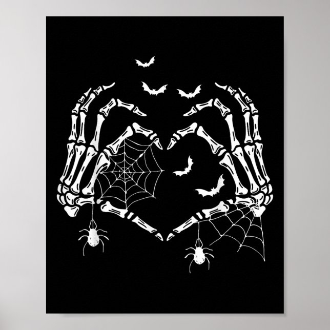 Soky Skeleton Hands Heart Sign Halloween Vibes Wom Poster (Vorne)