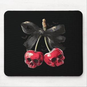 Soky Summer Skull Cherry Halloween Coquette Bow Ha Mousepad