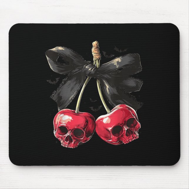 Soky Summer Skull Cherry Halloween Coquette Bow Ha Mousepad (Vorne)