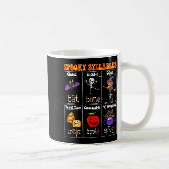 Soky Syllables Teacher Funny Halloween Educational Kaffeetasse (Rechts)