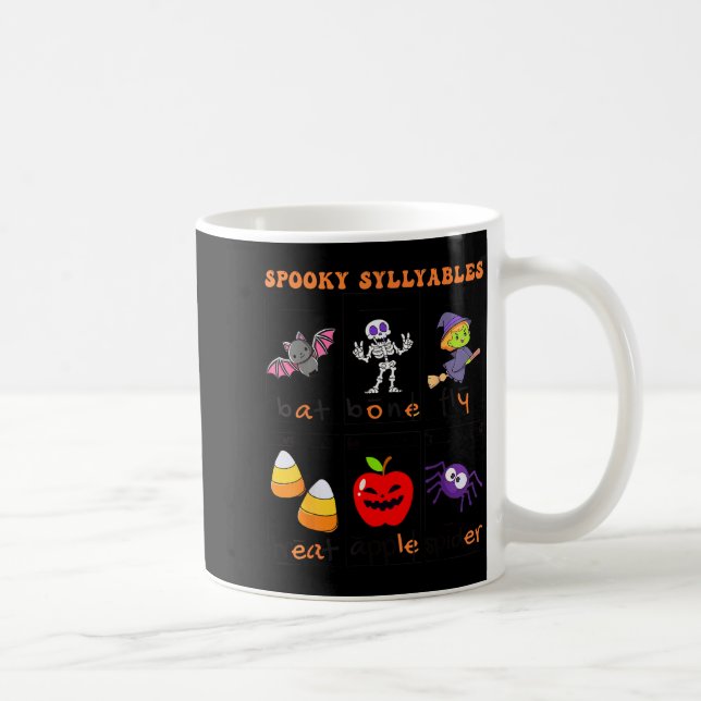Soky Syllables Teacher Funny Halloween Educational Kaffeetasse (Rechts)