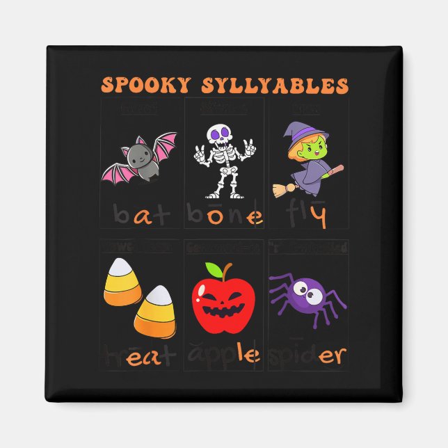 Soky Syllables Teacher Funny Halloween Educational Magnet (Vorne)