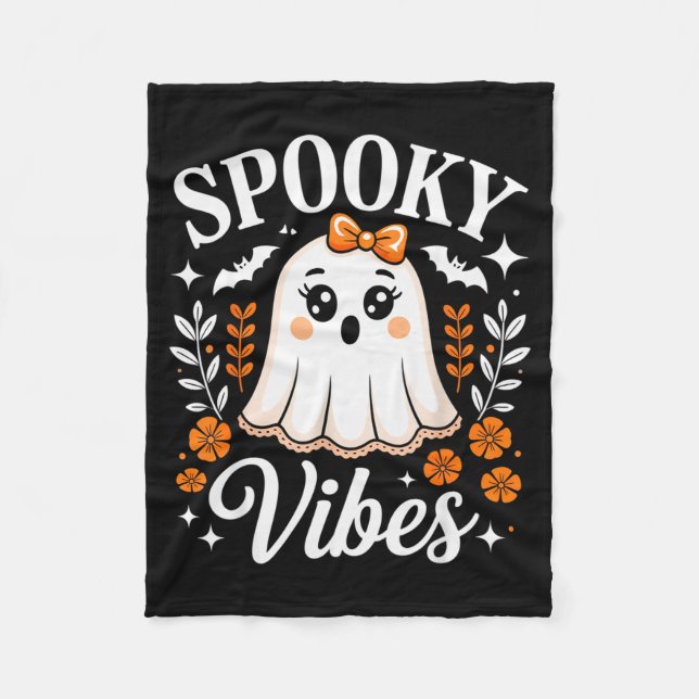 Soky Vibes Ghost Retro Groovy Halloween Women Girl Fleecedecke (Vorderseite)