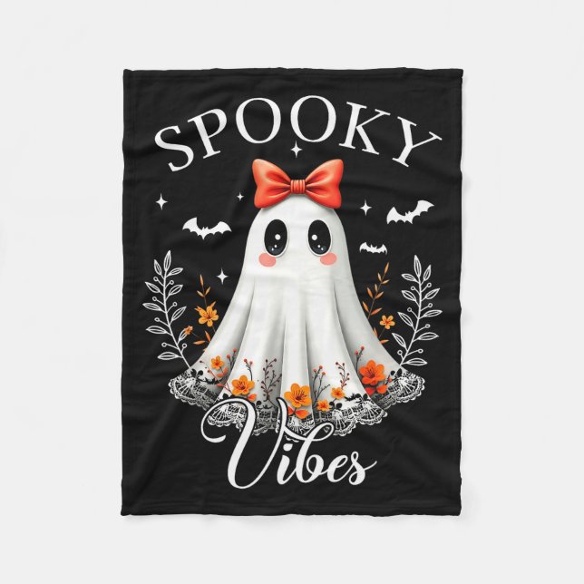 Soky Vibes Ghost Retro Groovy Halloween Women Girl Fleecedecke (Vorderseite)