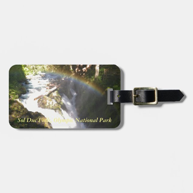 Sol Duc Falls Olympic National Square Tile Gepäckanhänger (Vorderseite horizontal)