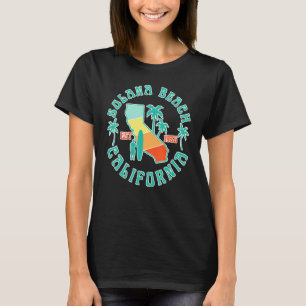 Solana Beach California Map Surf Sommerferien V T-Shirt