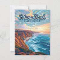 Solana Beach California San Diego Vintage Karte