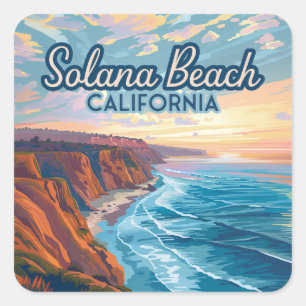 Solana Beach Kalifornien San Diego Vintage Quadratischer Aufkleber