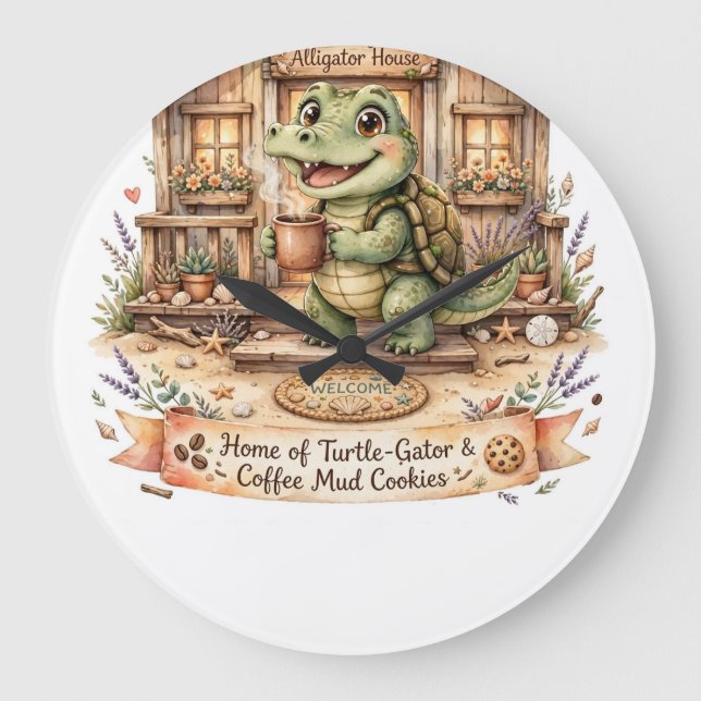 Solange Alligator Haus Dekor Wanduhr (Vorderseite)