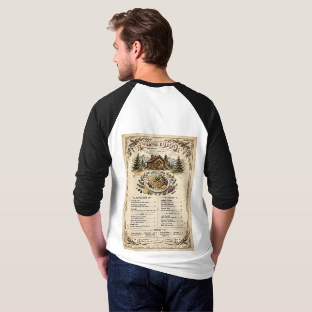 Solange Kalderi Restaurant Menü Design T-Shirt (Schwarz voll)