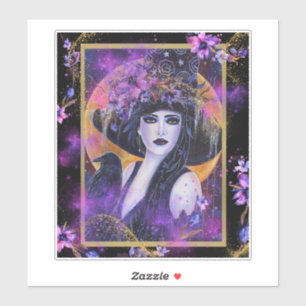 Solania Halloween Hexe mit Raven by Renee L Aufkleber