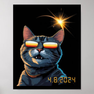 Solar 2024 Eclipse Cat Wearing Eclipse Brillen Poster