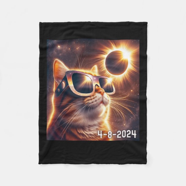 Solar 2024 Eclipse Wearing Gles Fleecedecke (Vorderseite)