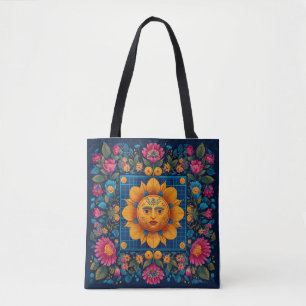 Solar Bloom - Folk Art Solarpunk-Tasche