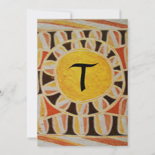 SOLAR CHAMPAGNE MONOGRAM, gelb orange schwarz rot Einladung