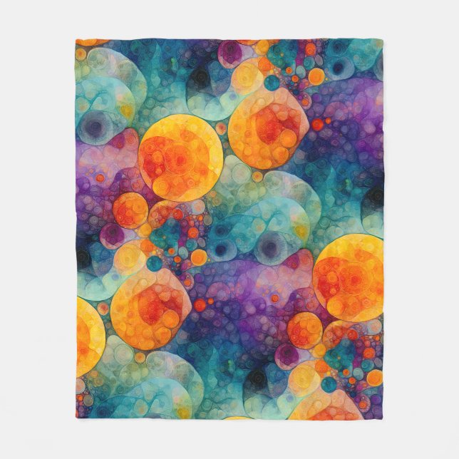 Solar Drift Vibrant Fractal Art Abstract Pattern Fleecedecke (Vorderseite)