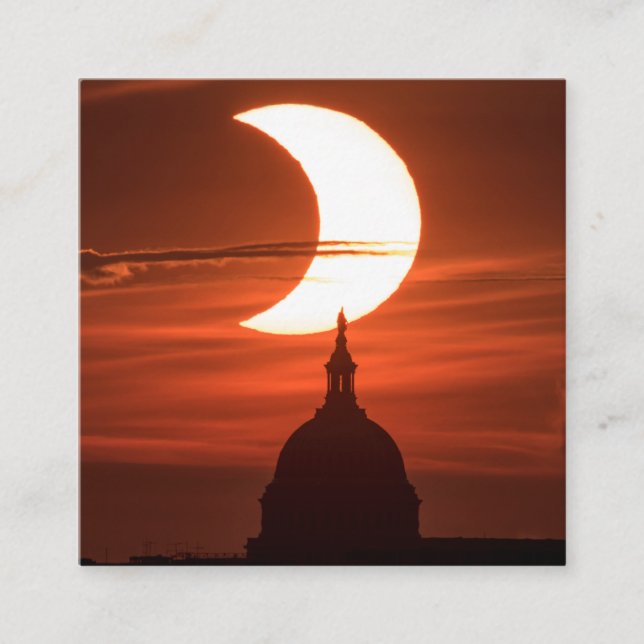 Solar Eclipse 2021 Quadratische Visitenkarte (Vorderseite)