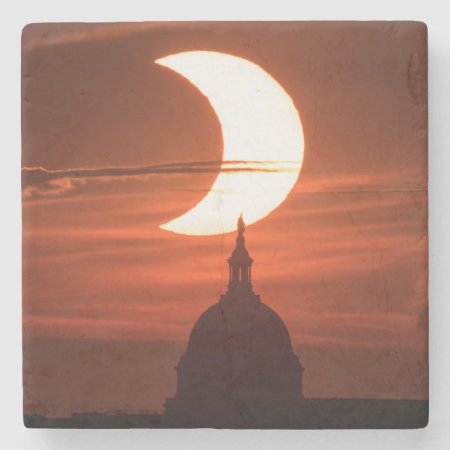 Solar Eclipse 2021 Steinuntersetzer (Vorderseite)