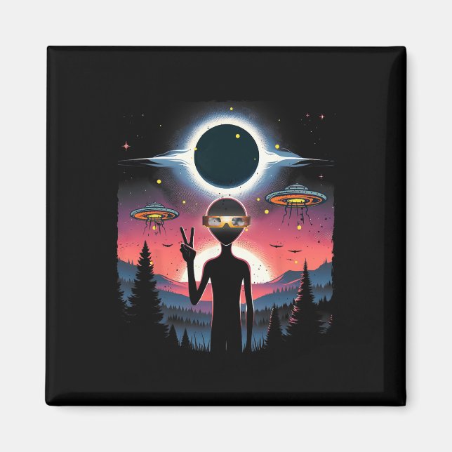 Solar Eclipse 2024 Alien April 8 Amerika Totalität Magnet (Vorne)