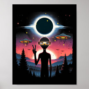 Solar Eclipse 2024 Alien April 8 Amerika Totalität Poster