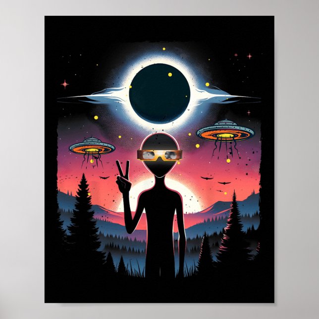 Solar Eclipse 2024 Alien April 8 Amerika Totalität Poster (Vorne)